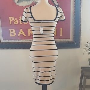 Bebe Cap sleeve striped knit dress